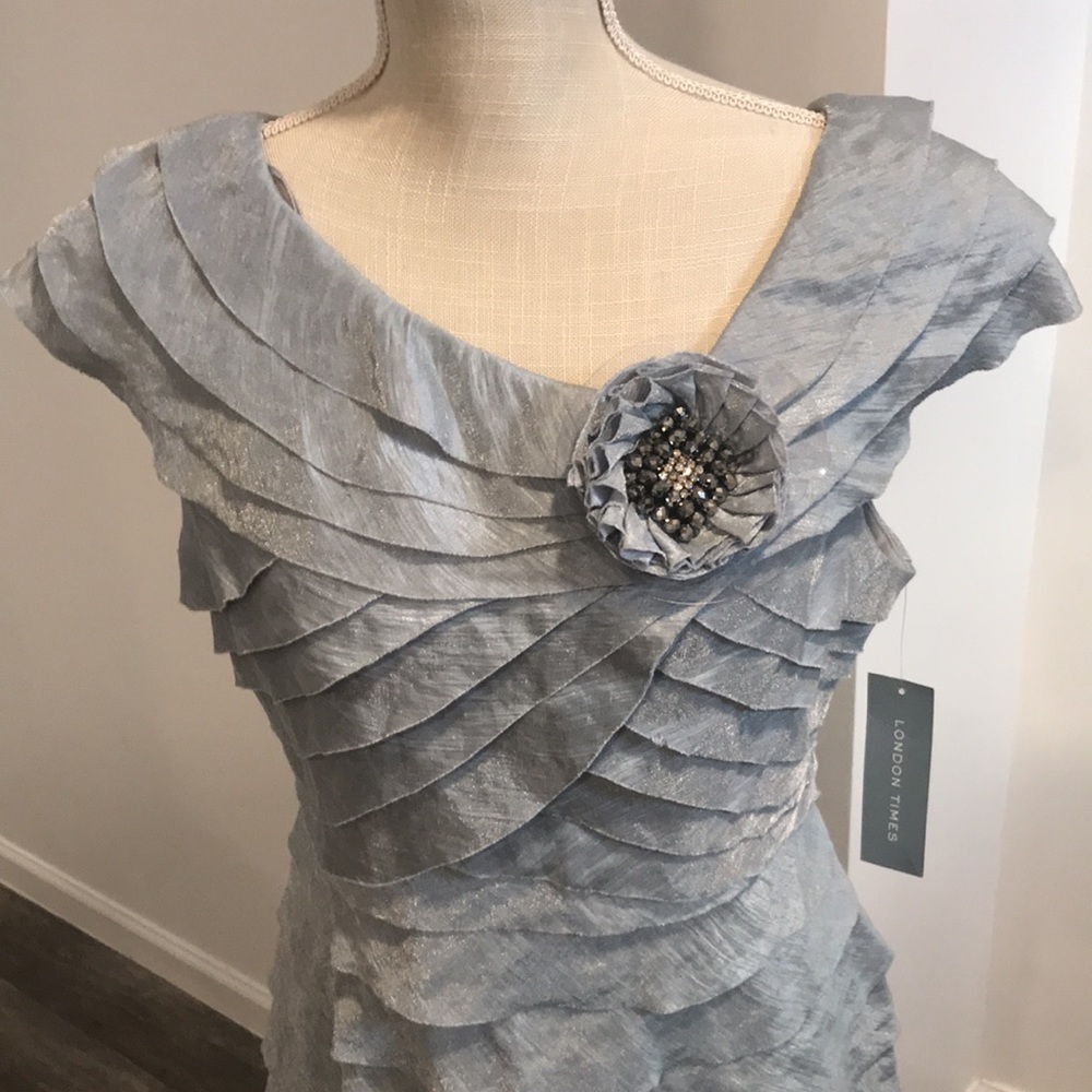 London Times silver bandage cocktail dress unworn 14